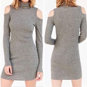 Silence + Noise Turtleneck knit grey sweater dress